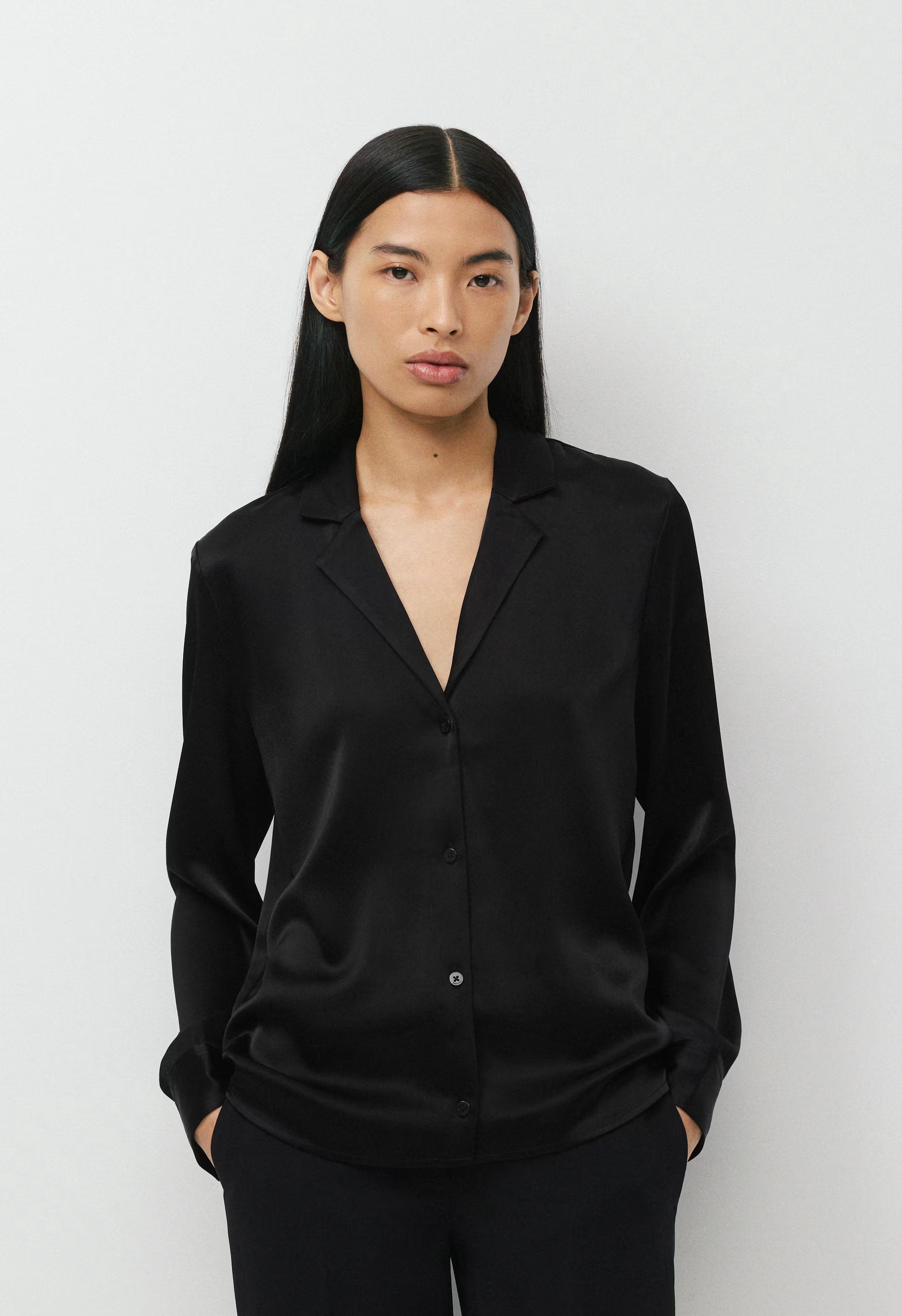 Dover Satin Shirt - BLACK