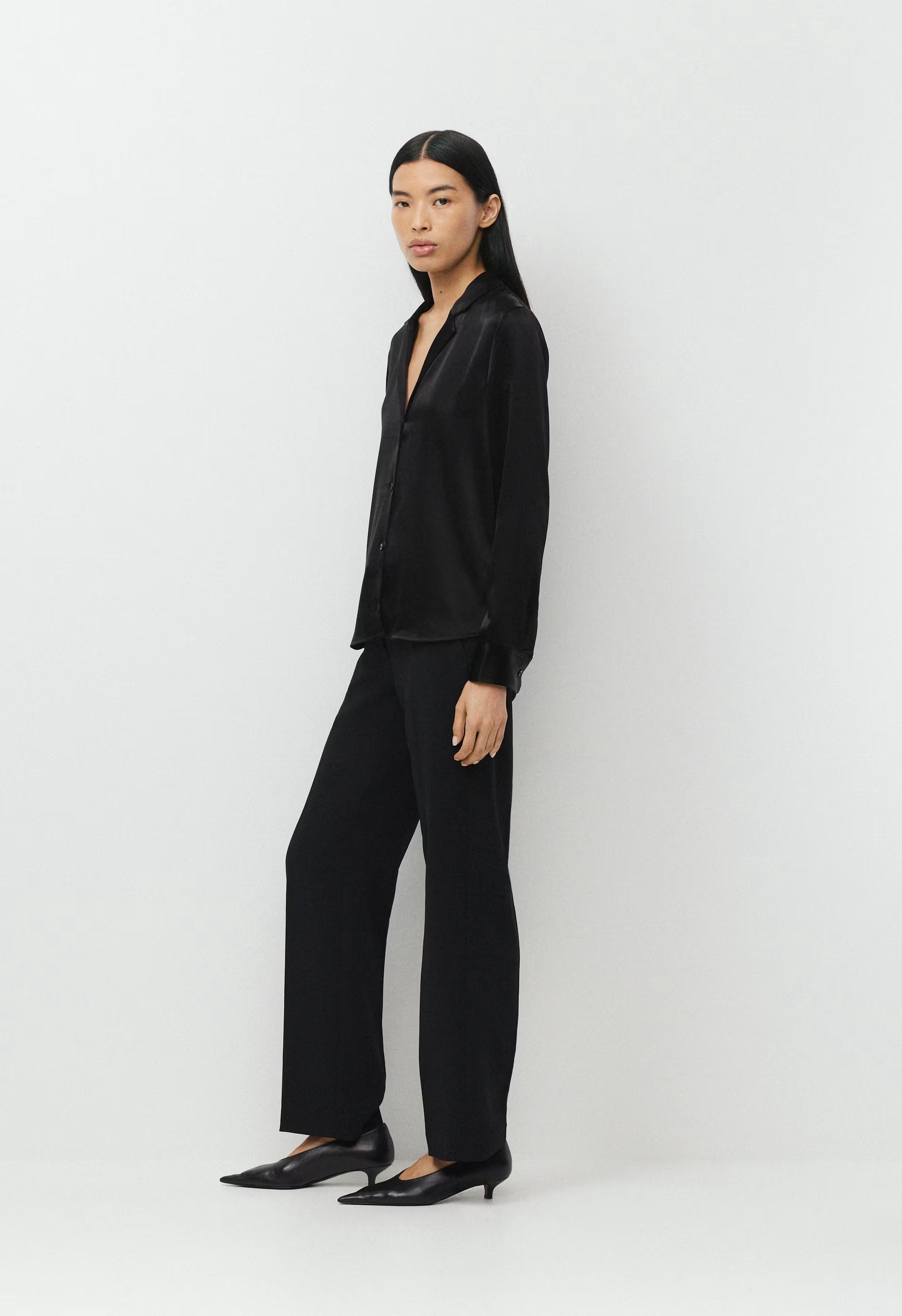 Dover Satin Shirt - BLACK