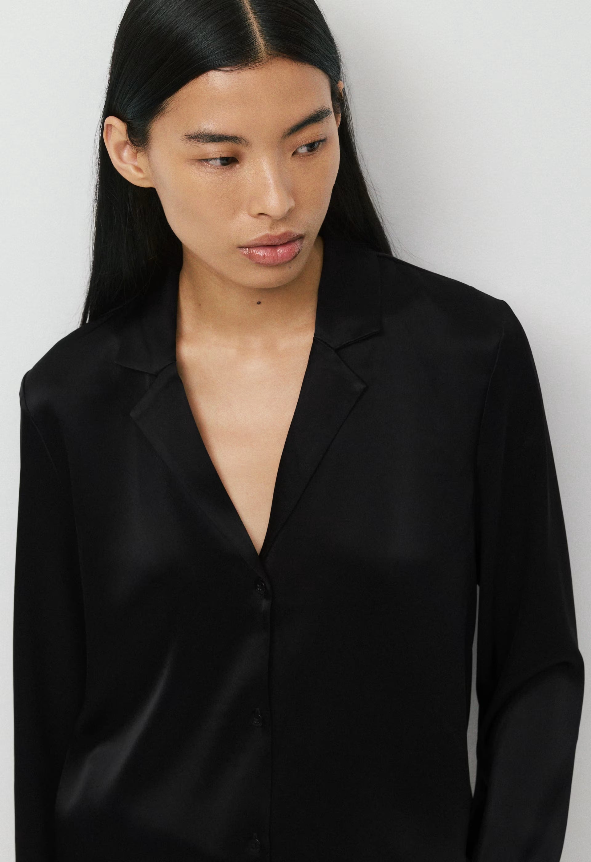 Dover Satin Shirt - BLACK