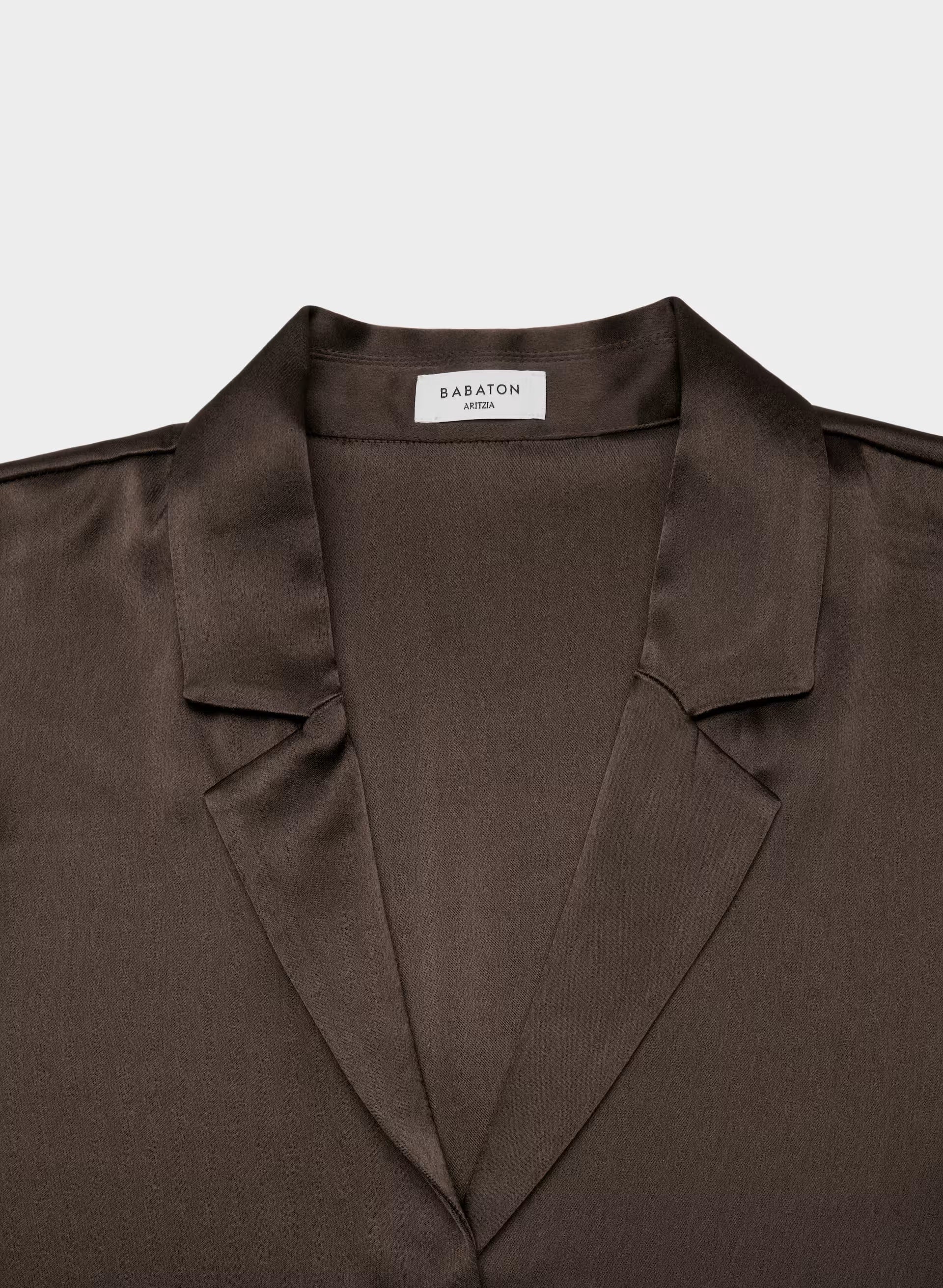 Dover Satin Shirt - RICH MOCHA BROWN