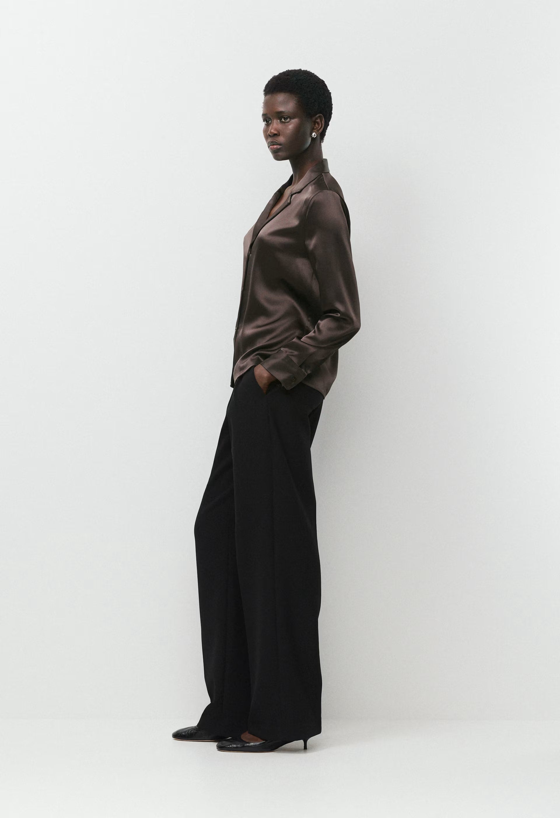 Dover Satin Shirt - RICH MOCHA BROWN