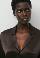 Dover Satin Shirt - RICH MOCHA BROWN