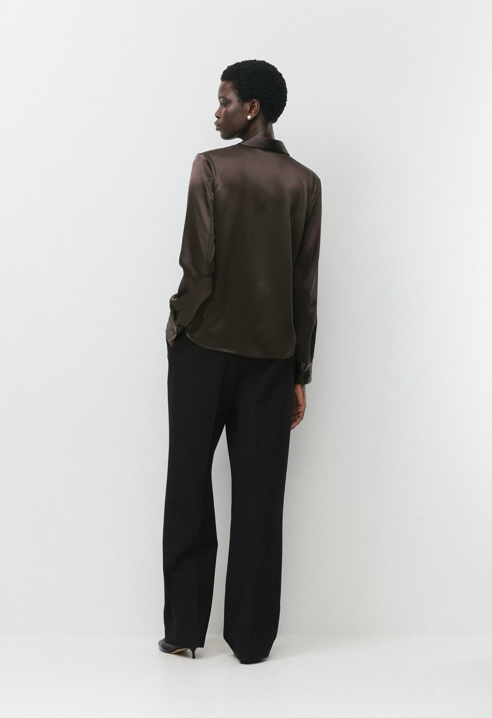 Dover Satin Shirt - RICH MOCHA BROWN