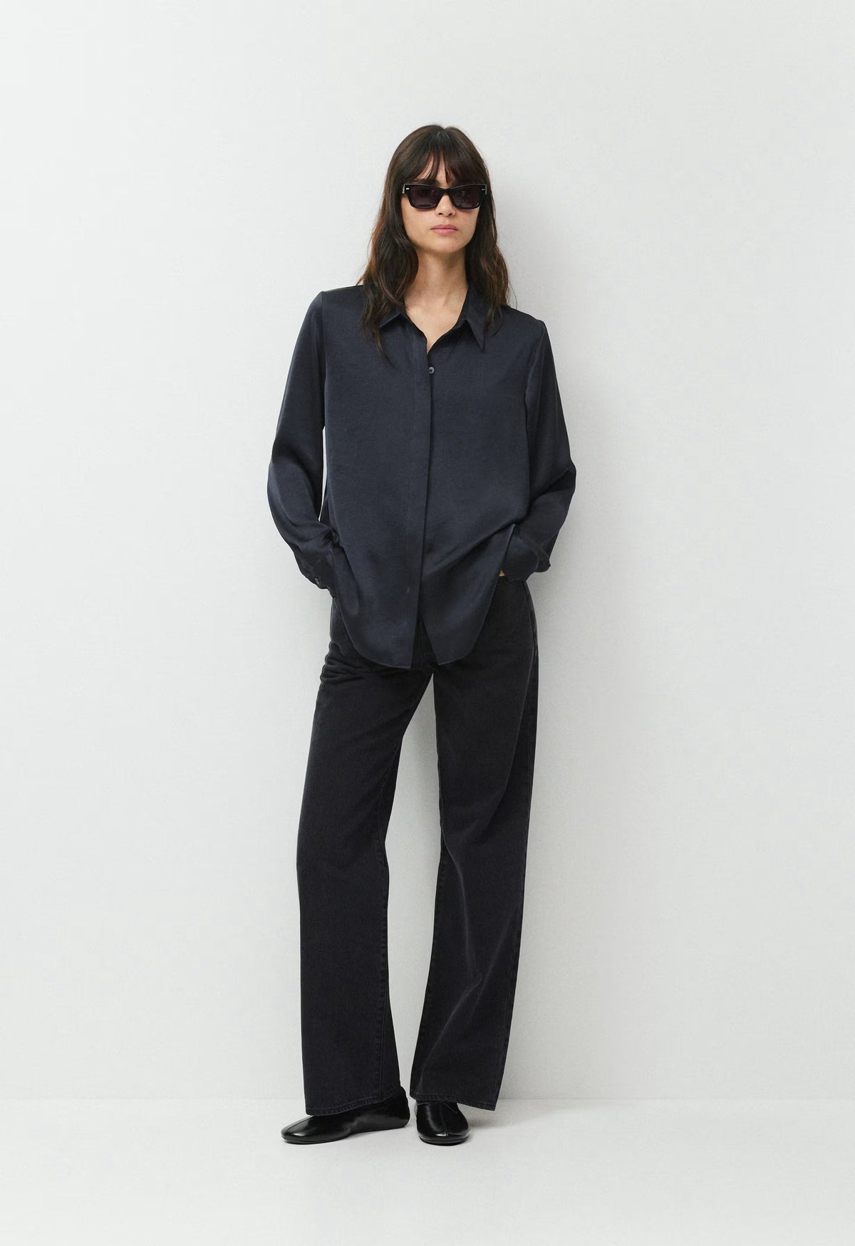 Baker Satin Shirt - DARK NIGHT NAVY
