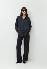 Baker Satin Shirt - DARK NIGHT NAVY