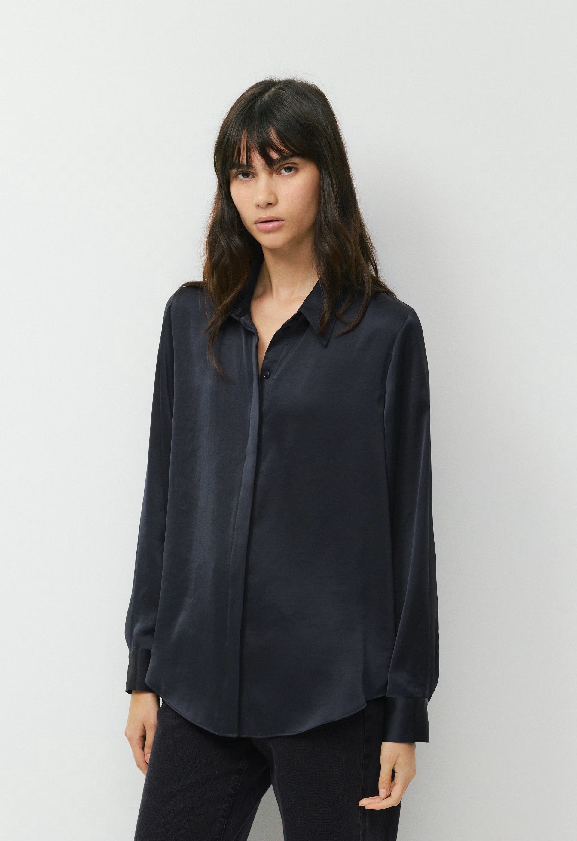Baker Satin Shirt - DARK NIGHT NAVY