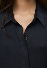 Baker Satin Shirt - DARK NIGHT NAVY