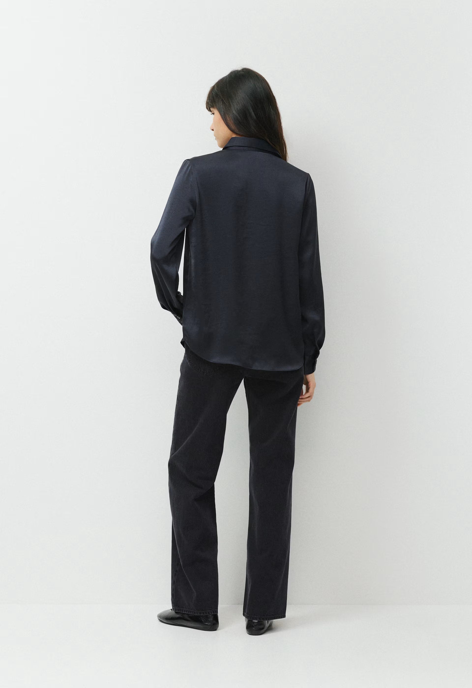 Baker Satin Shirt - DARK NIGHT NAVY