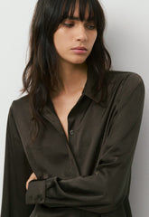 Baker Satin Shirt - CACAO NIB BROWN