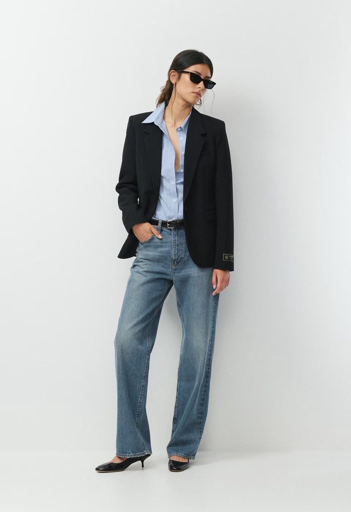 Chronicle Slim Poplin Shirt - CRNFL BLU/ BRT WHT