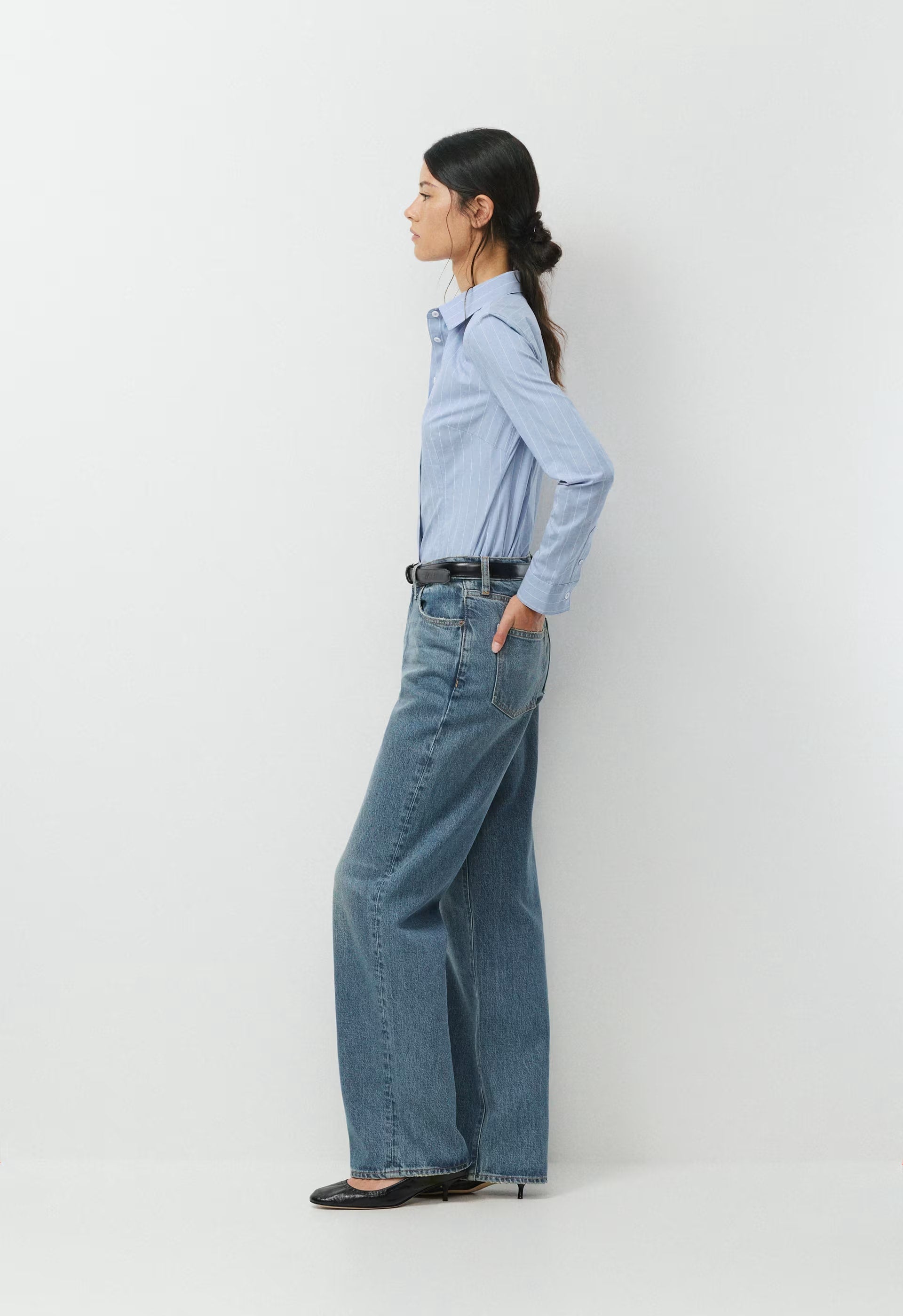 Chronicle Slim Poplin Shirt - CRNFL BLU/ BRT WHT