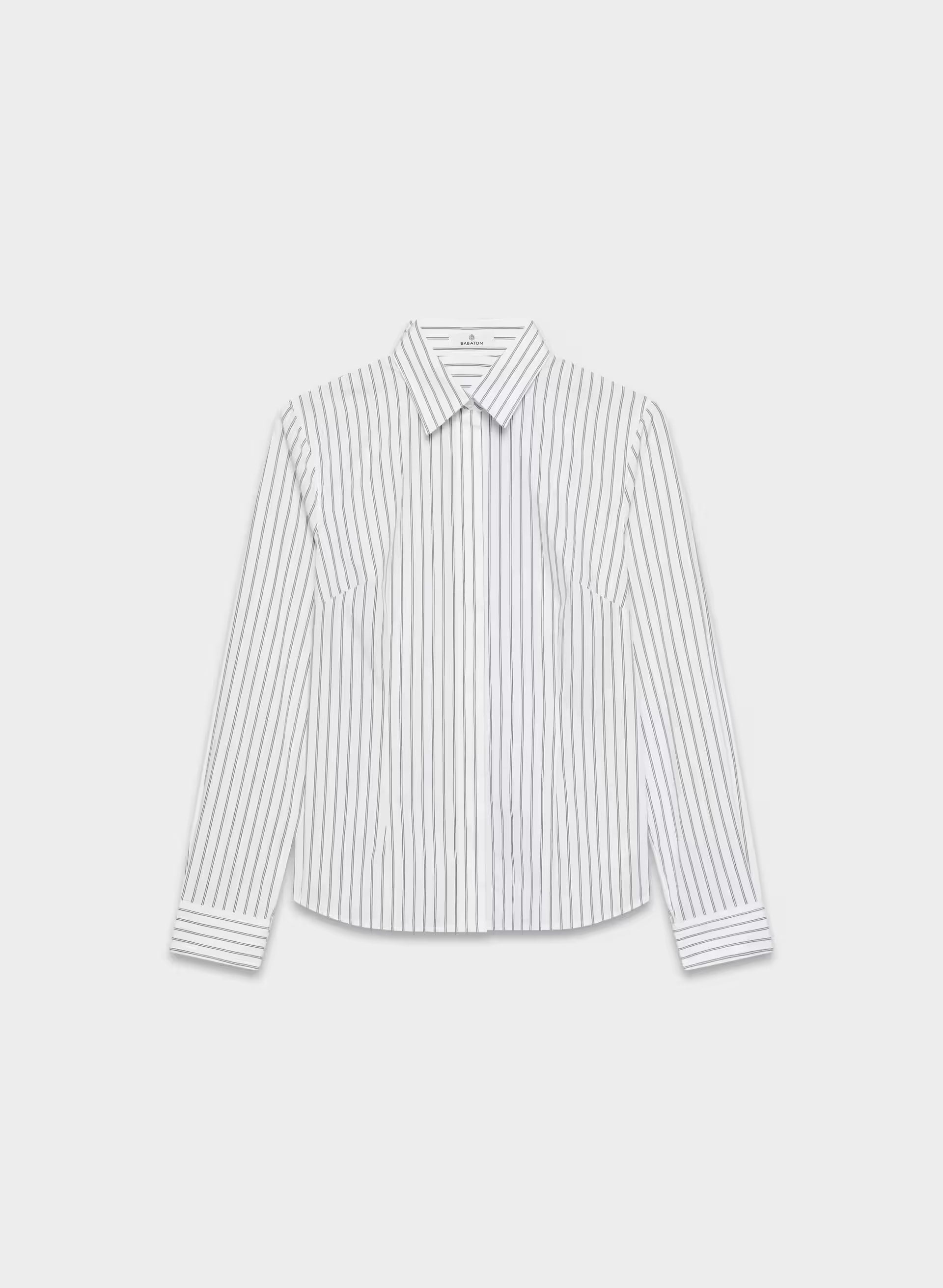 Chronicle Slim Poplin Shirt - CALVIN STRP BT WT/ADML