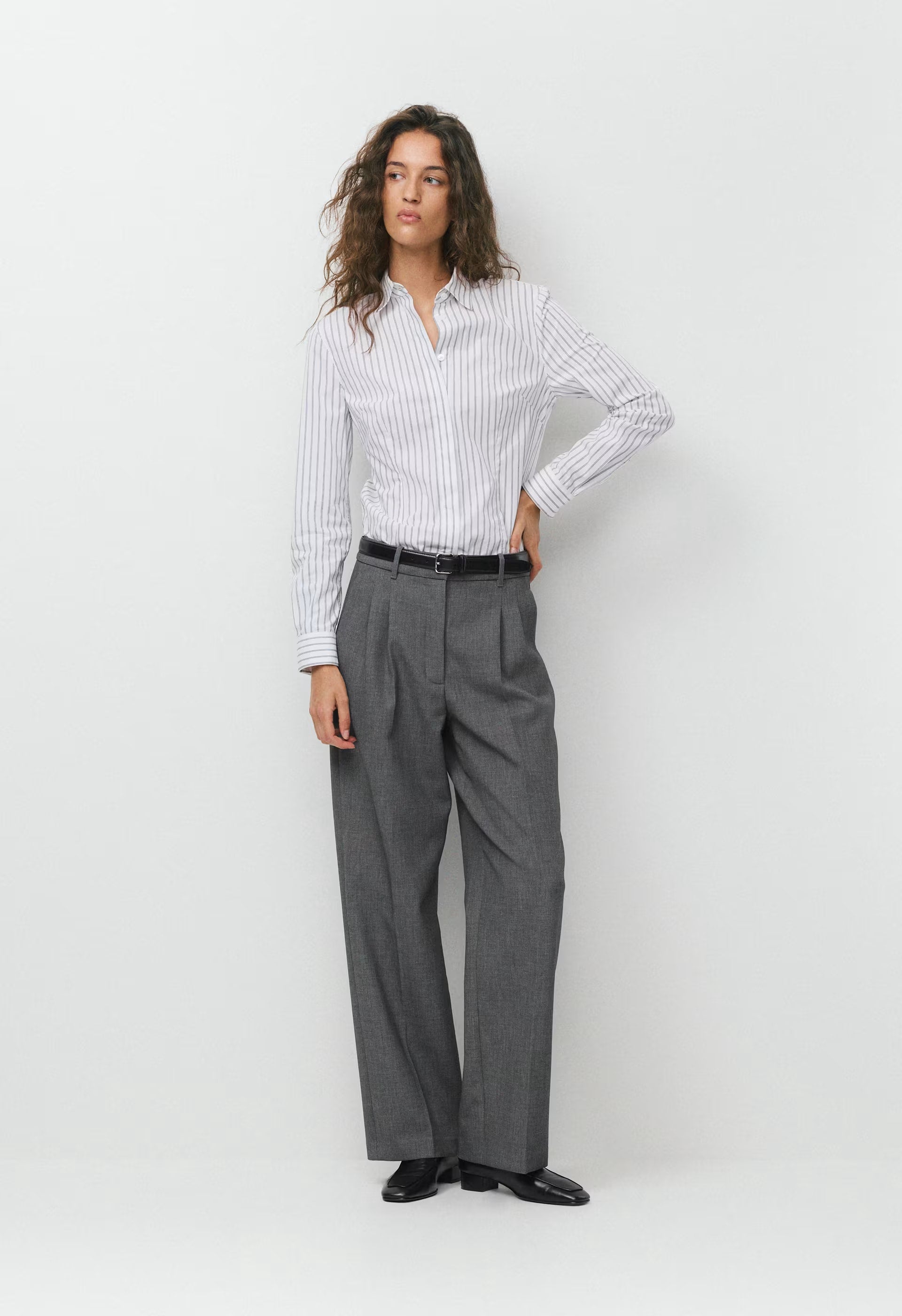Chronicle Slim Poplin Shirt - CALVIN STRP BT WT/ADML