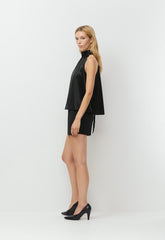 Fallaway Satin Top - BLACK