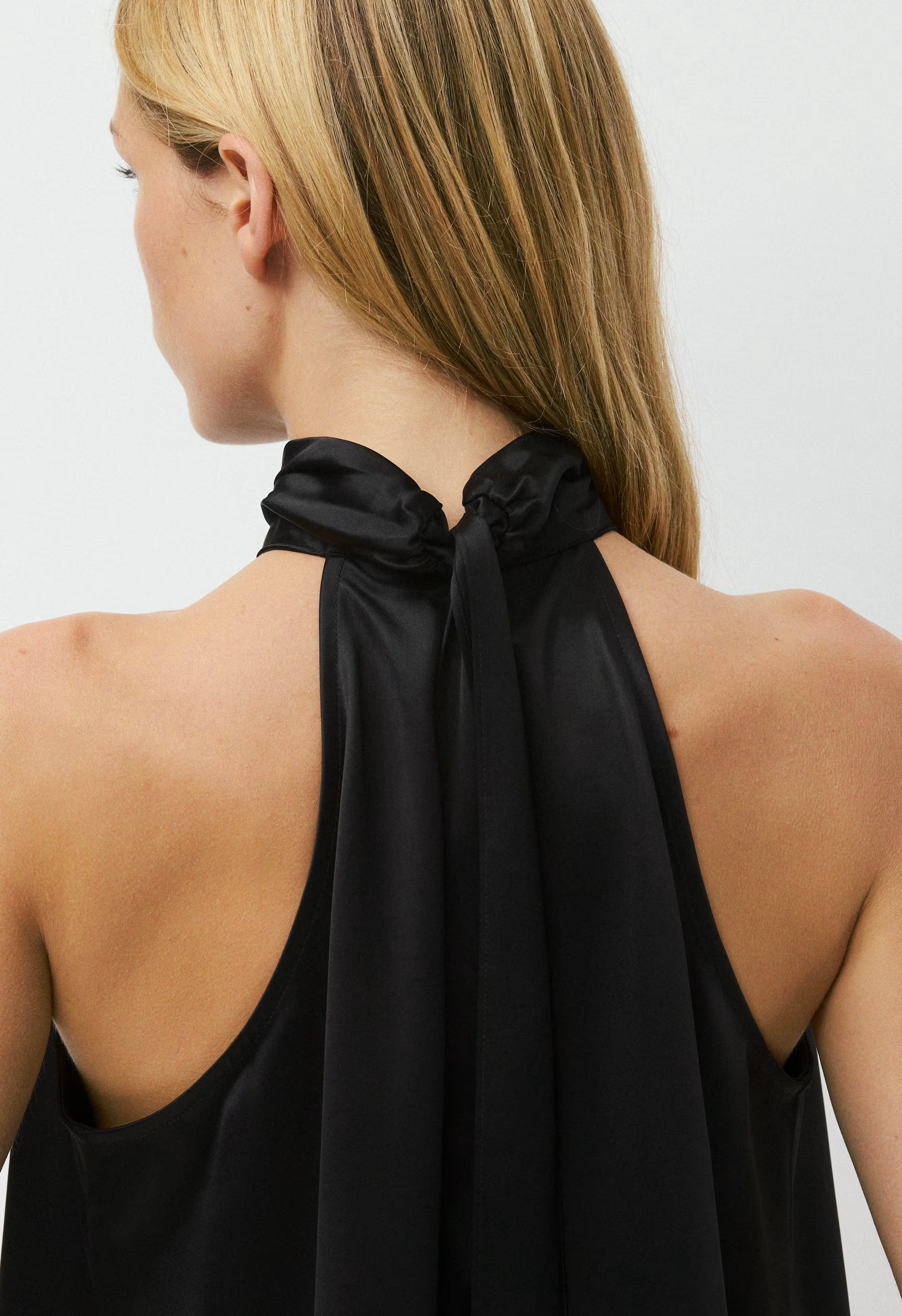 Fallaway Satin Top - BLACK