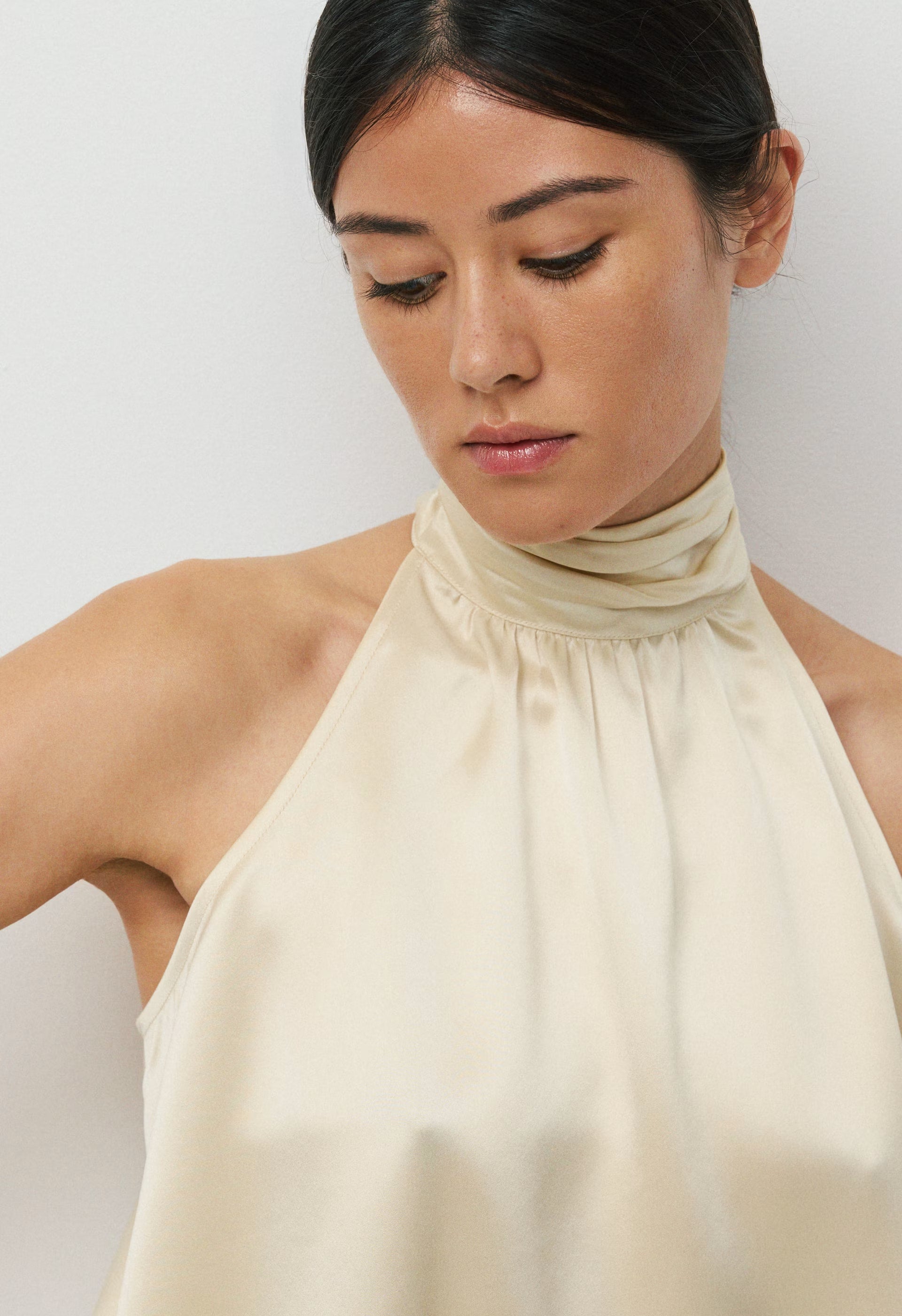 Fallaway Satin Top - SEASIDE CREAM