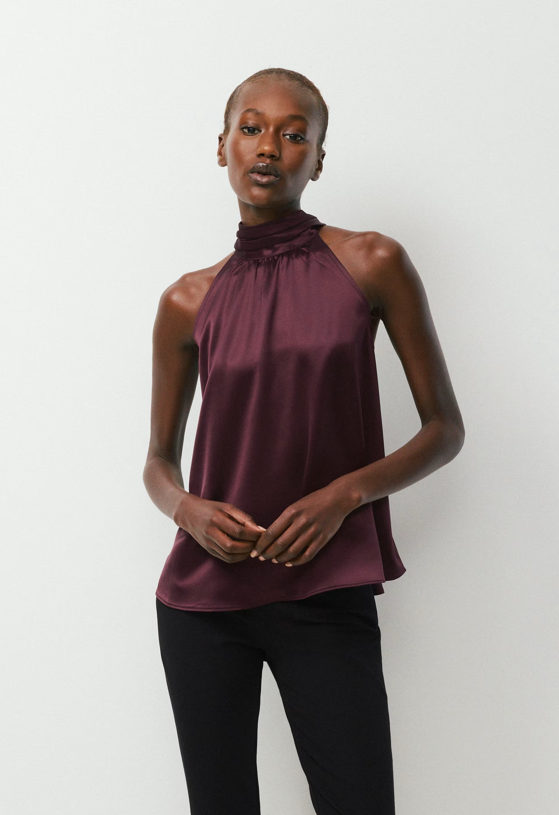 Fallaway Satin Top - GALA PLUM