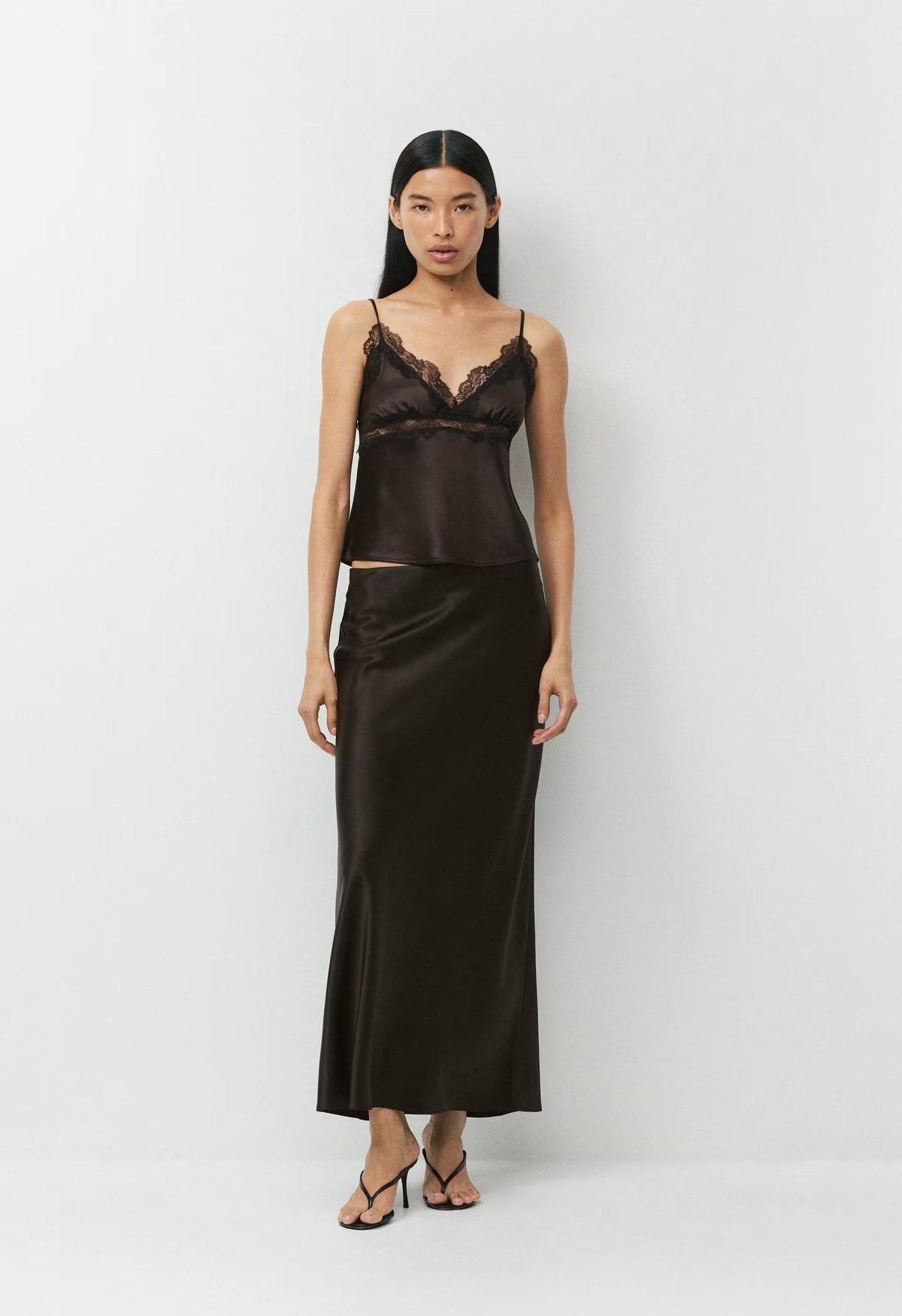 Foxtrot Satin Camisole - CACAO NIB BRWN/BLACK
