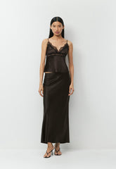 Foxtrot Satin Camisole - CACAO NIB BRWN/BLACK