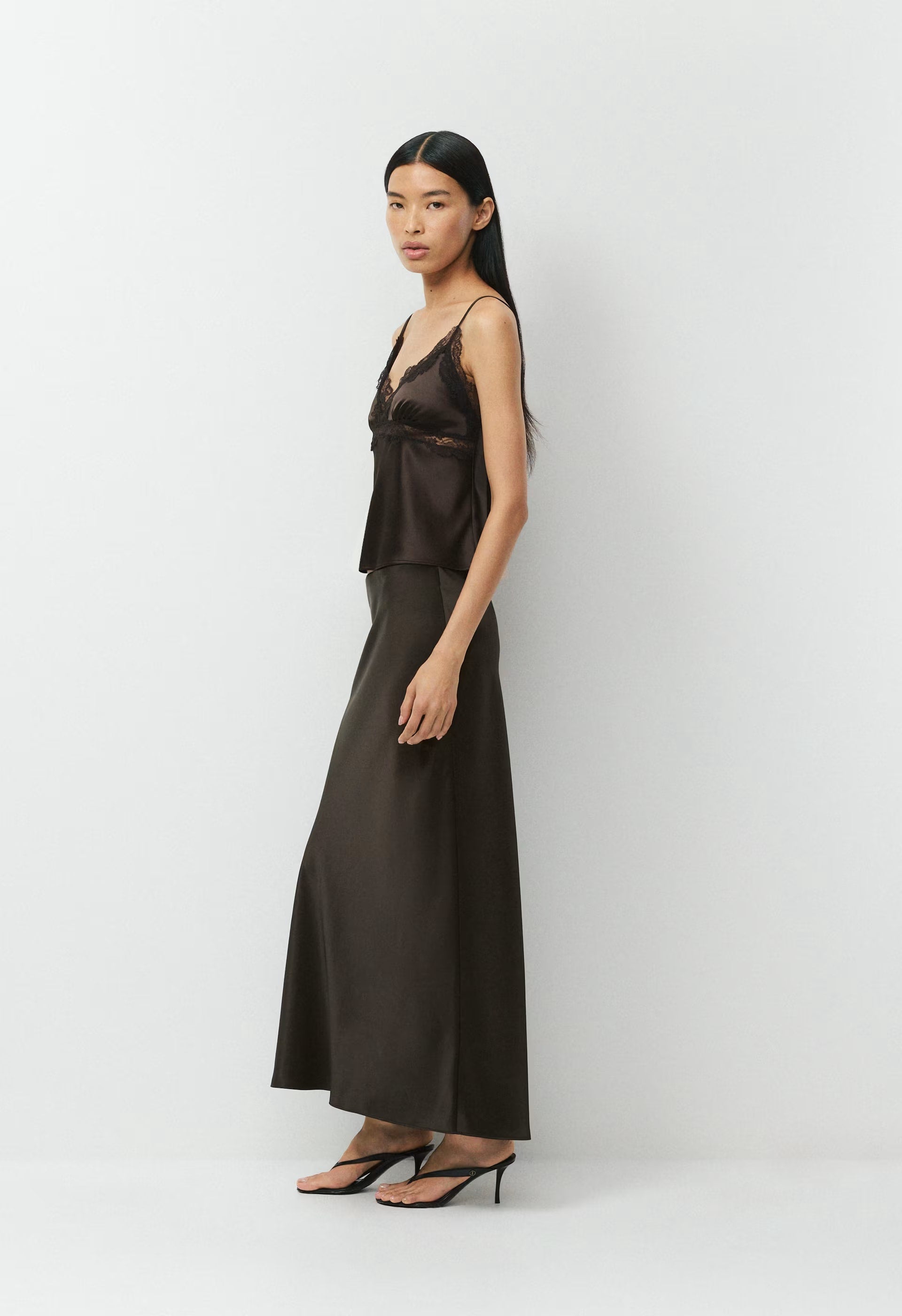 Foxtrot Satin Camisole - CACAO NIB BRWN/BLACK