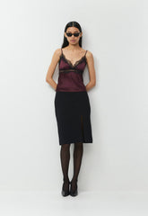 Foxtrot Satin Camisole - GALA PLUM/BLK