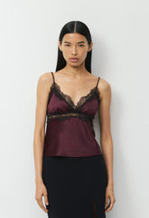 Foxtrot Satin Camisole - GALA PLUM/BLK