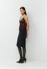 Foxtrot Satin Camisole - GALA PLUM/BLK
