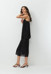 Serif Satin Camisole - BLACK/BLACK