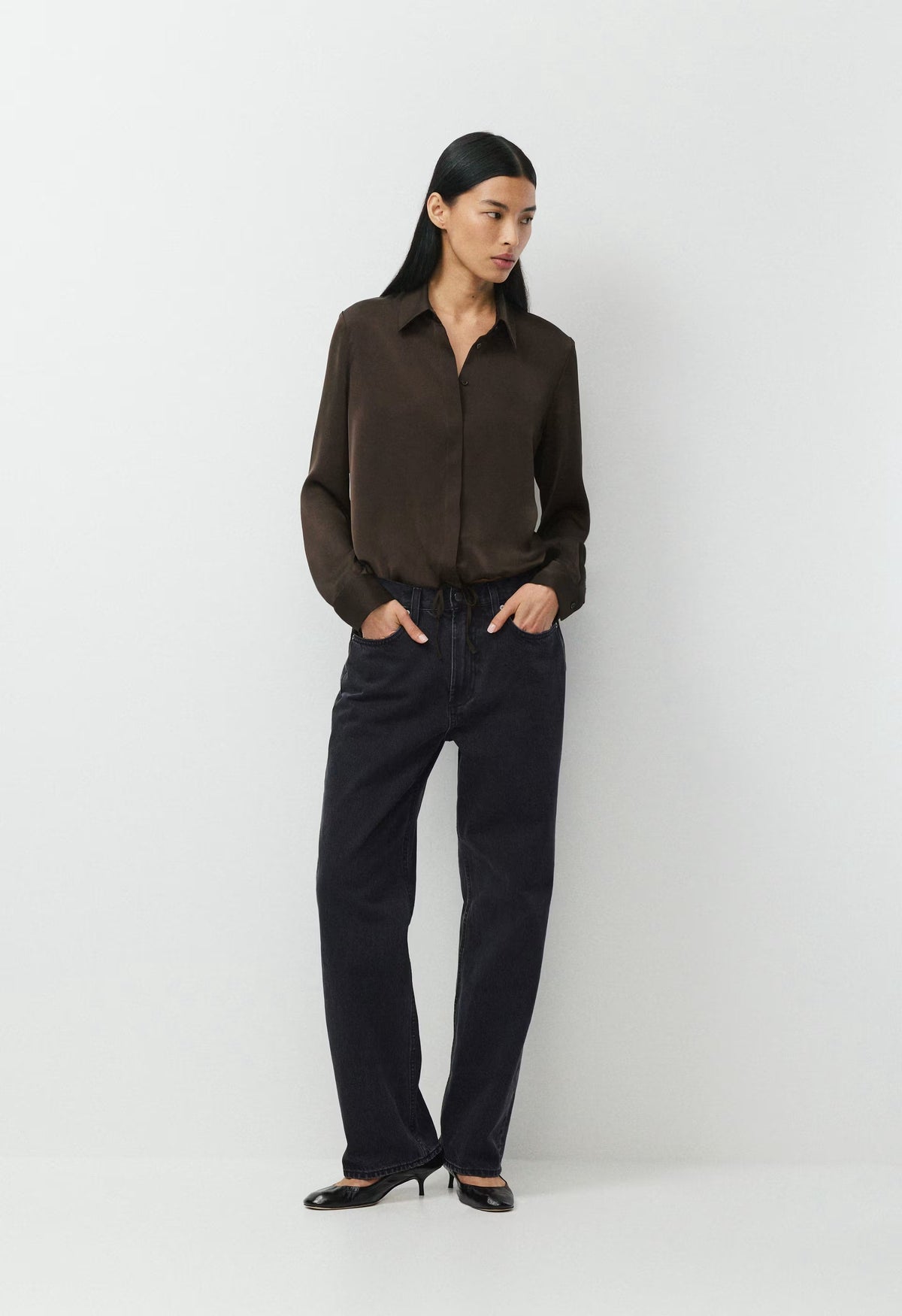 Vantage Satin Blouse - CACAO NIB BROWN