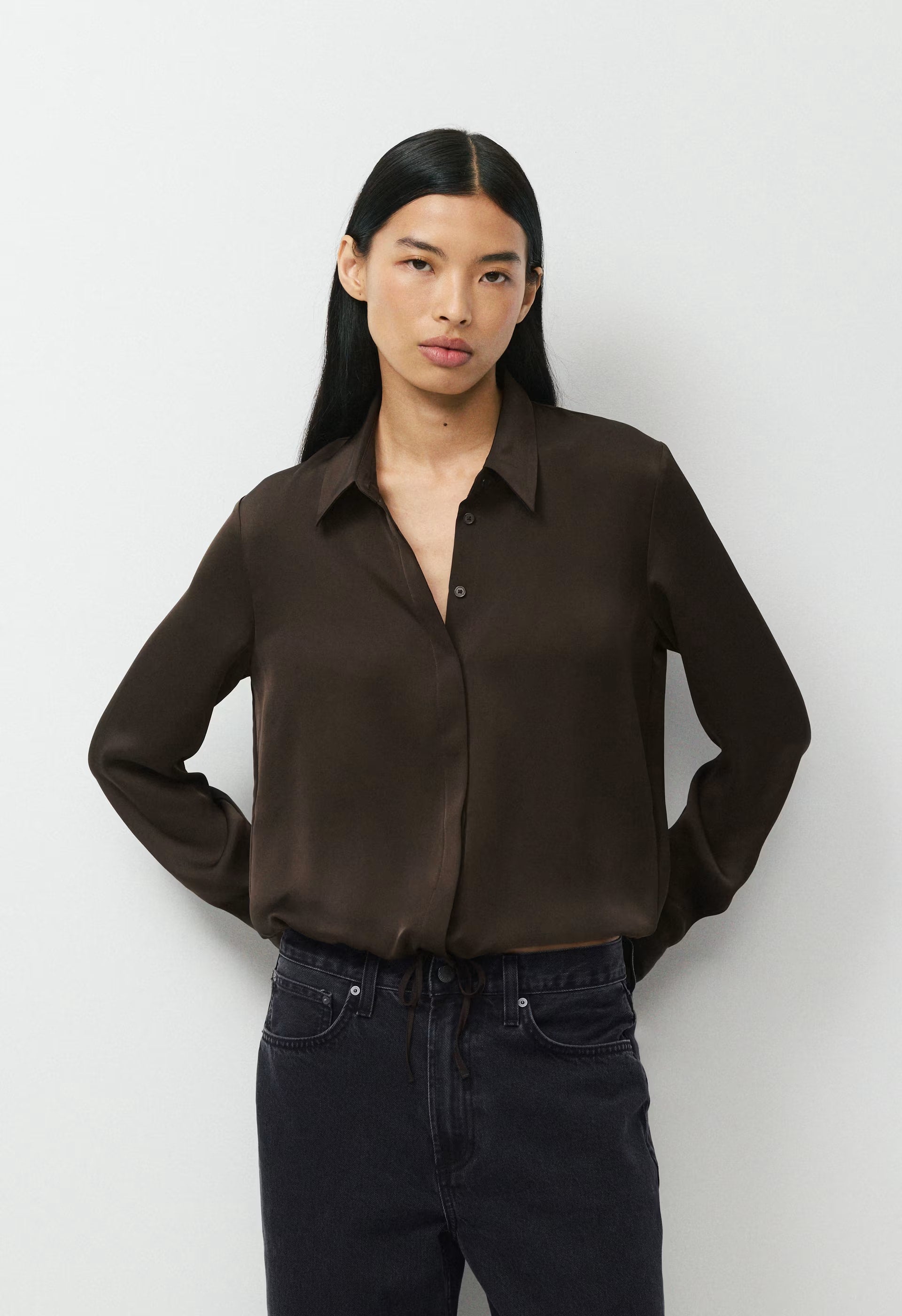 Vantage Satin Blouse - CACAO NIB BROWN