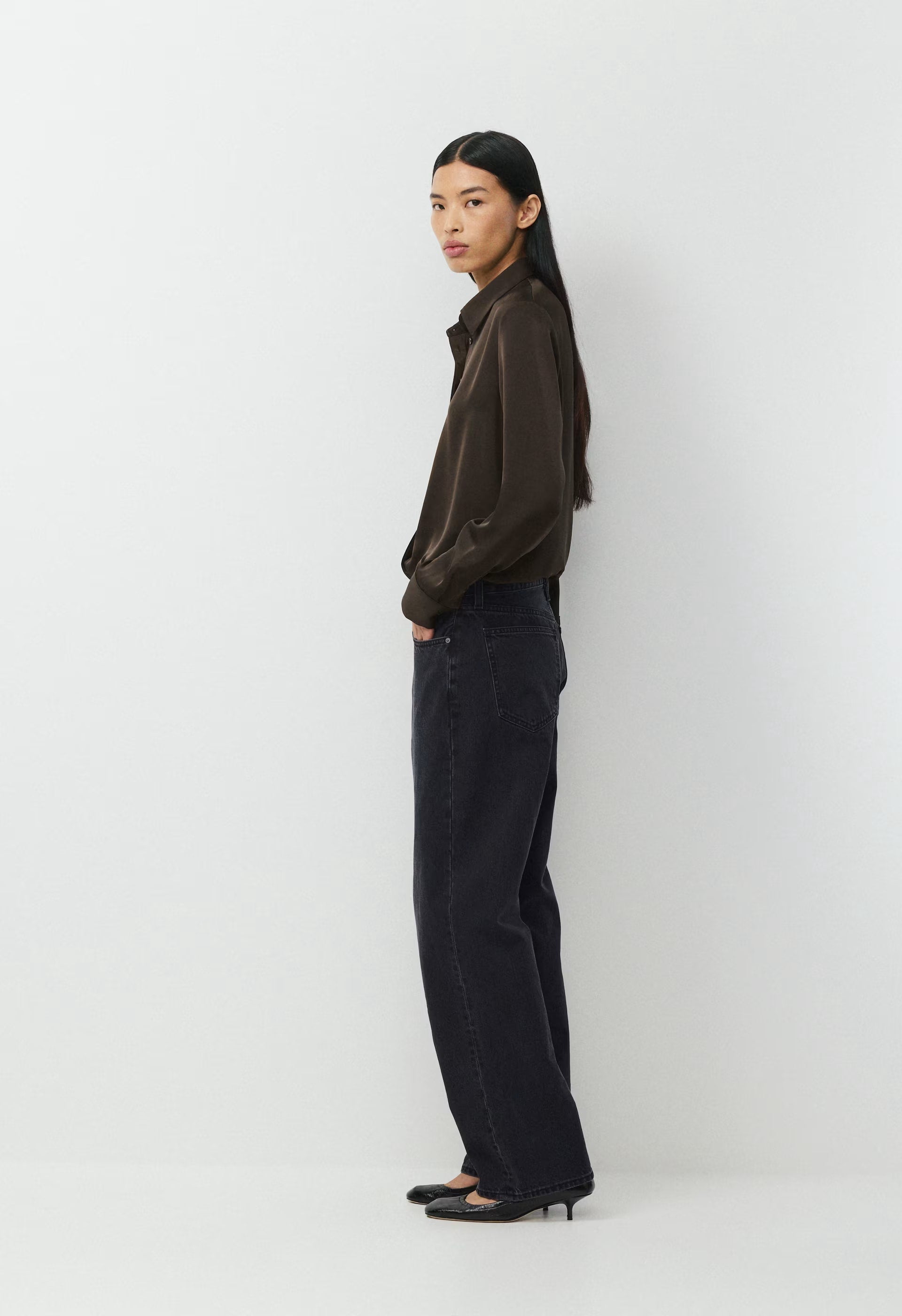 Vantage Satin Blouse - CACAO NIB BROWN