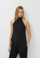 Revel Satin Halter Top - BLACK