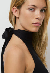 Revel Satin Halter Top - BLACK