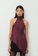 Revel Satin Halter Top - GALA PLUM
