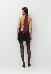 Revel Satin Halter Top - GALA PLUM