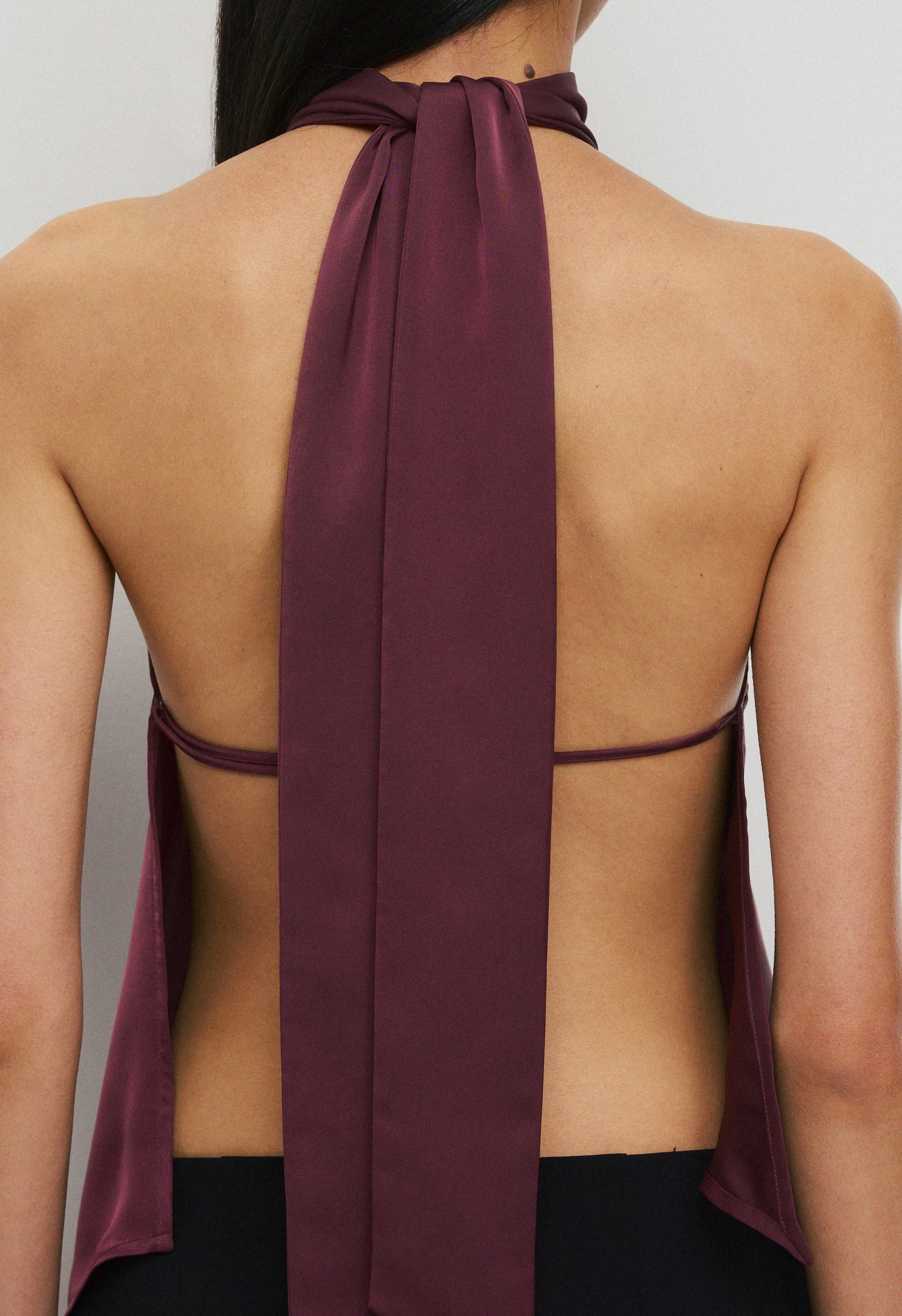Revel Satin Halter Top - GALA PLUM