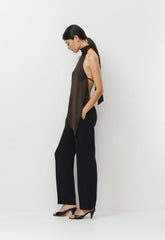 Revel Satin Halter Top - CACAO NIB BROWN
