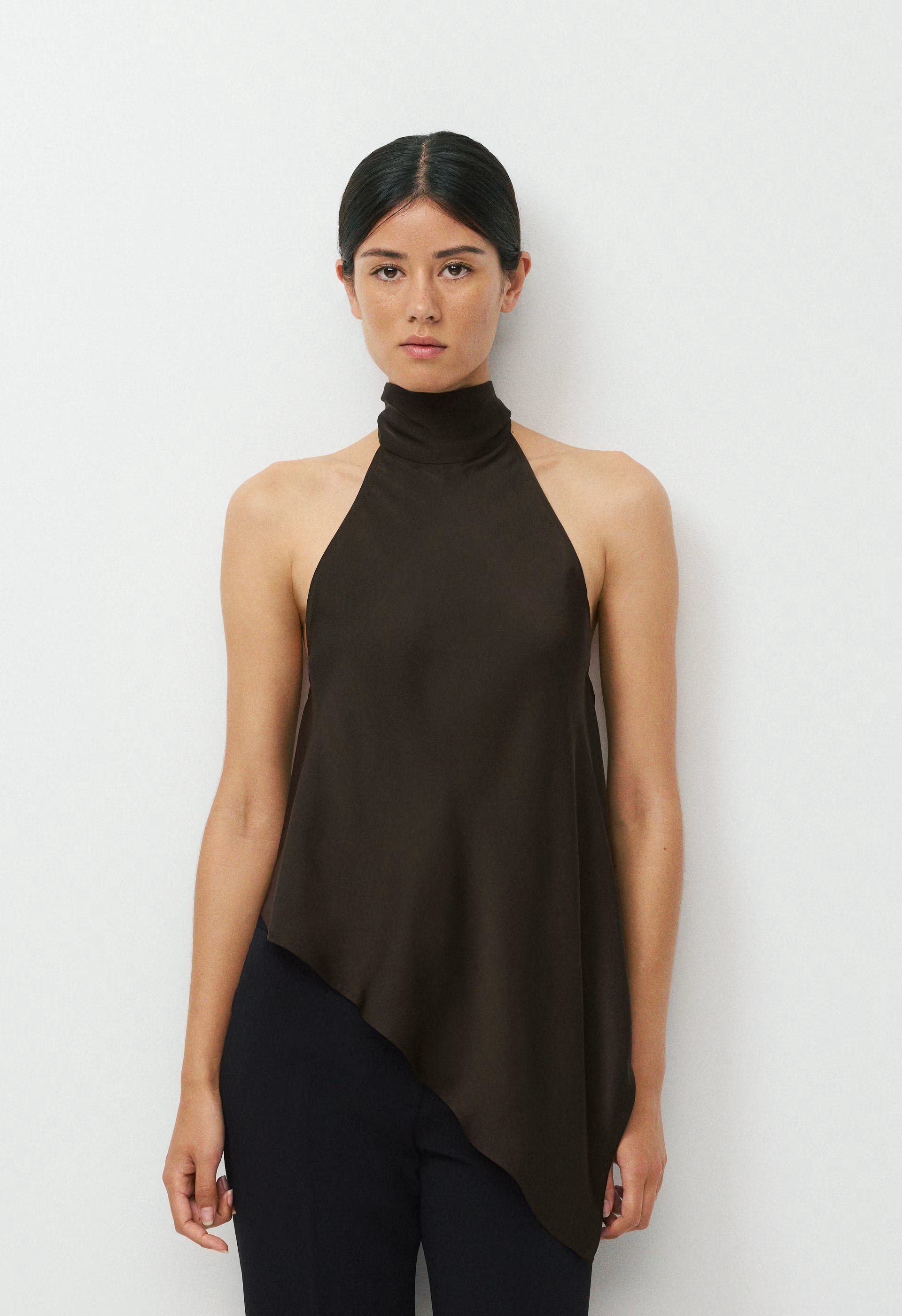Revel Satin Halter Top - CACAO NIB BROWN