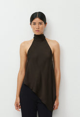 Revel Satin Halter Top - CACAO NIB BROWN
