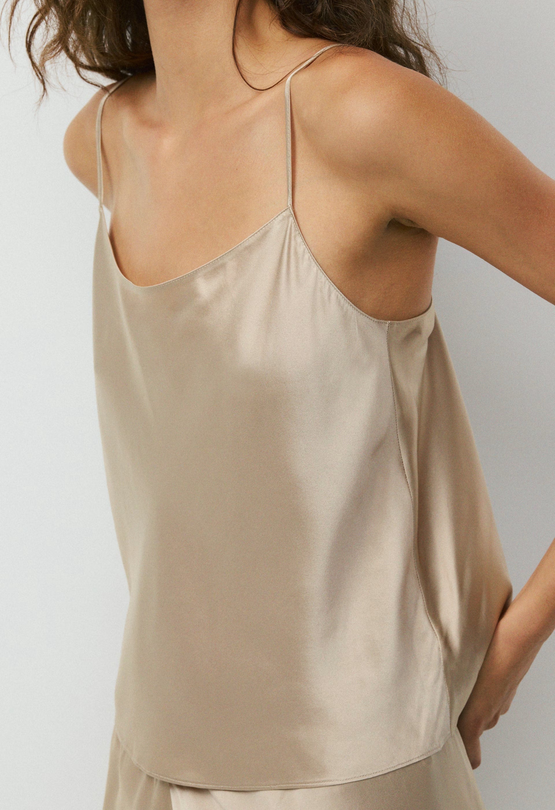 Median Silk Camisole - MARCONA BEIGE