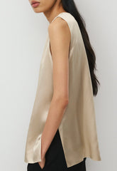 Borough Silk Top - MARCONA BEIGE