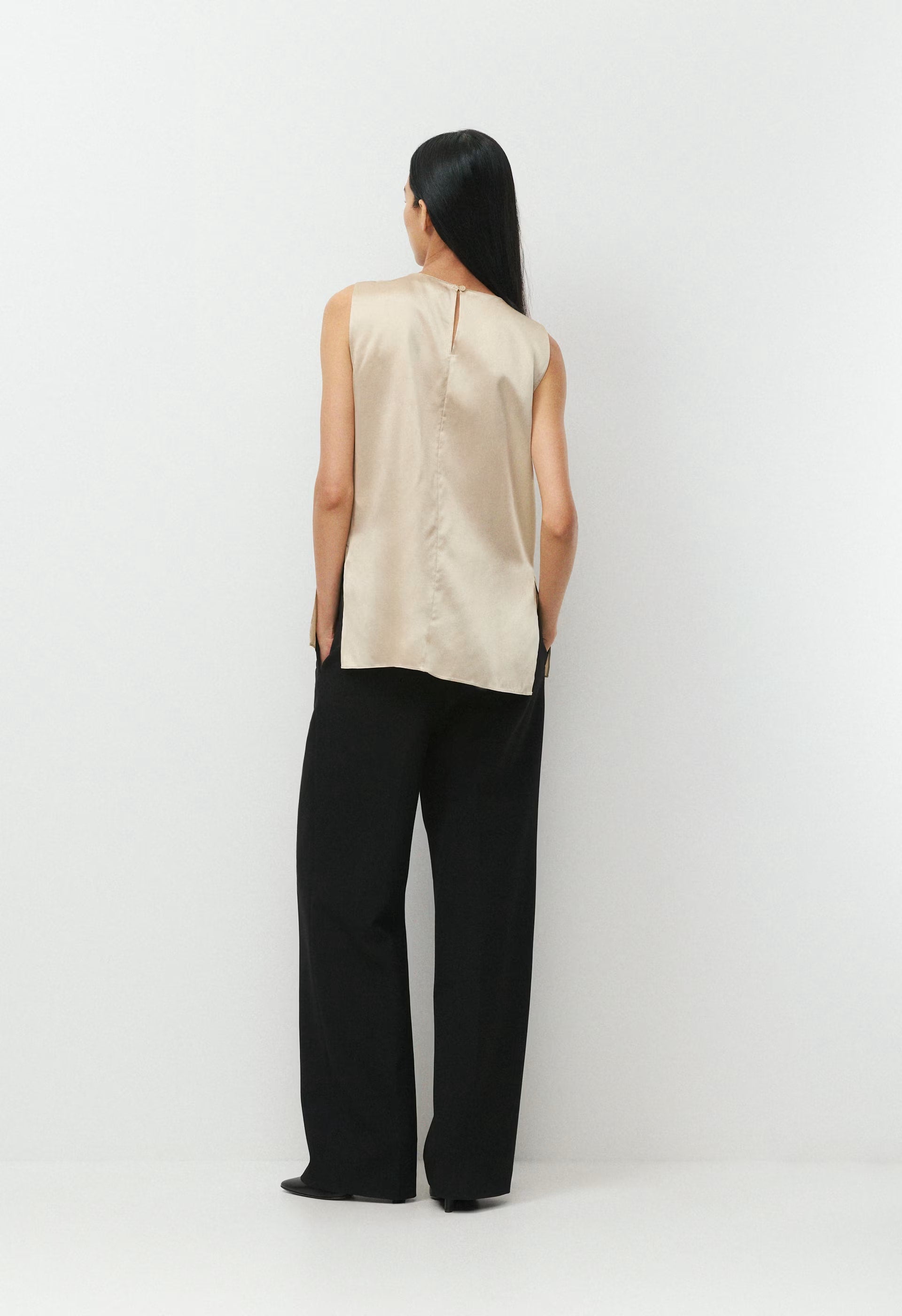 Borough Silk Top - MARCONA BEIGE