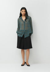 Baker Silk Shirt - BLUE MIRGE/DK NGHT NVY