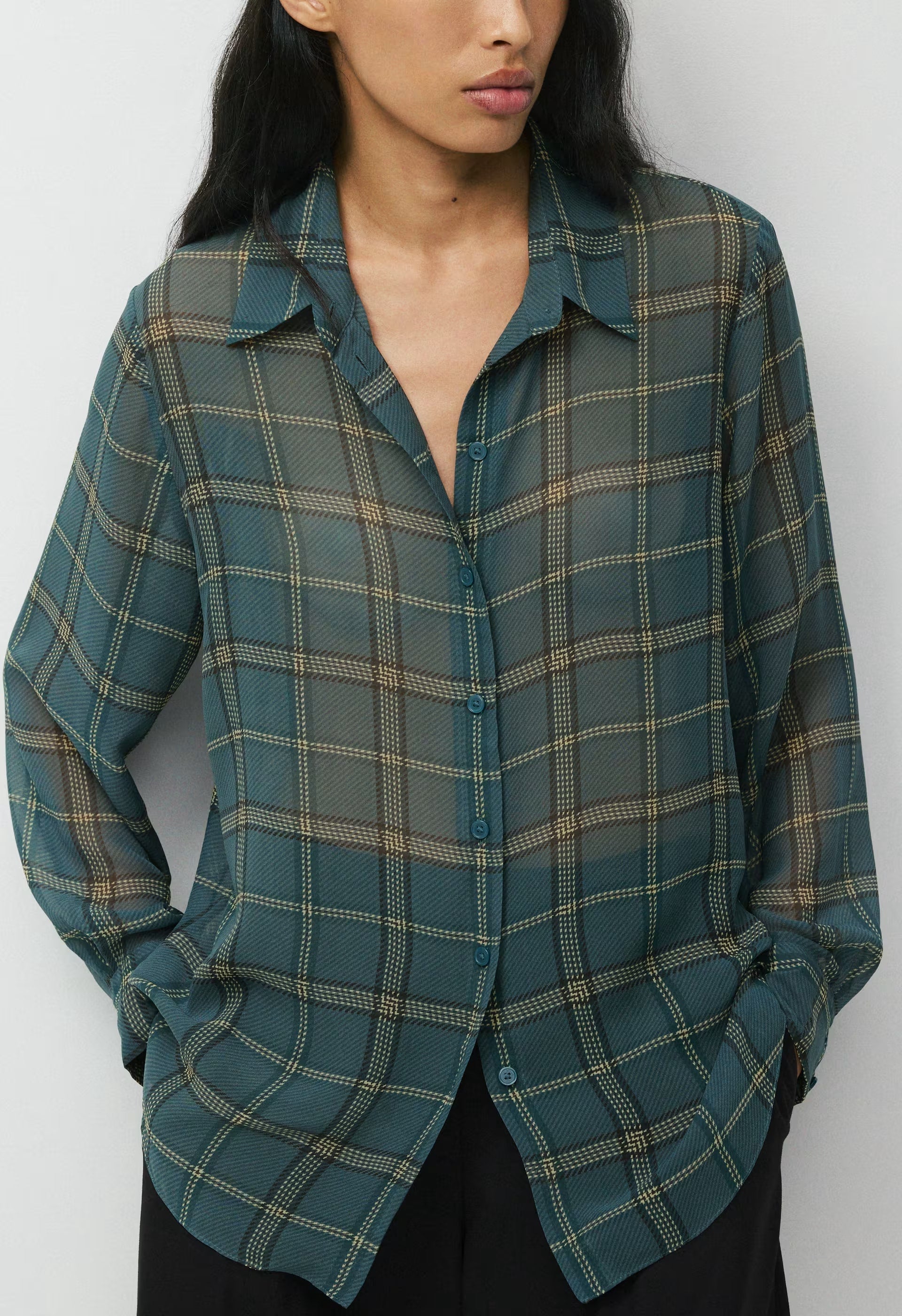 Baker Silk Shirt - BLUE MIRGE/DK NGHT NVY