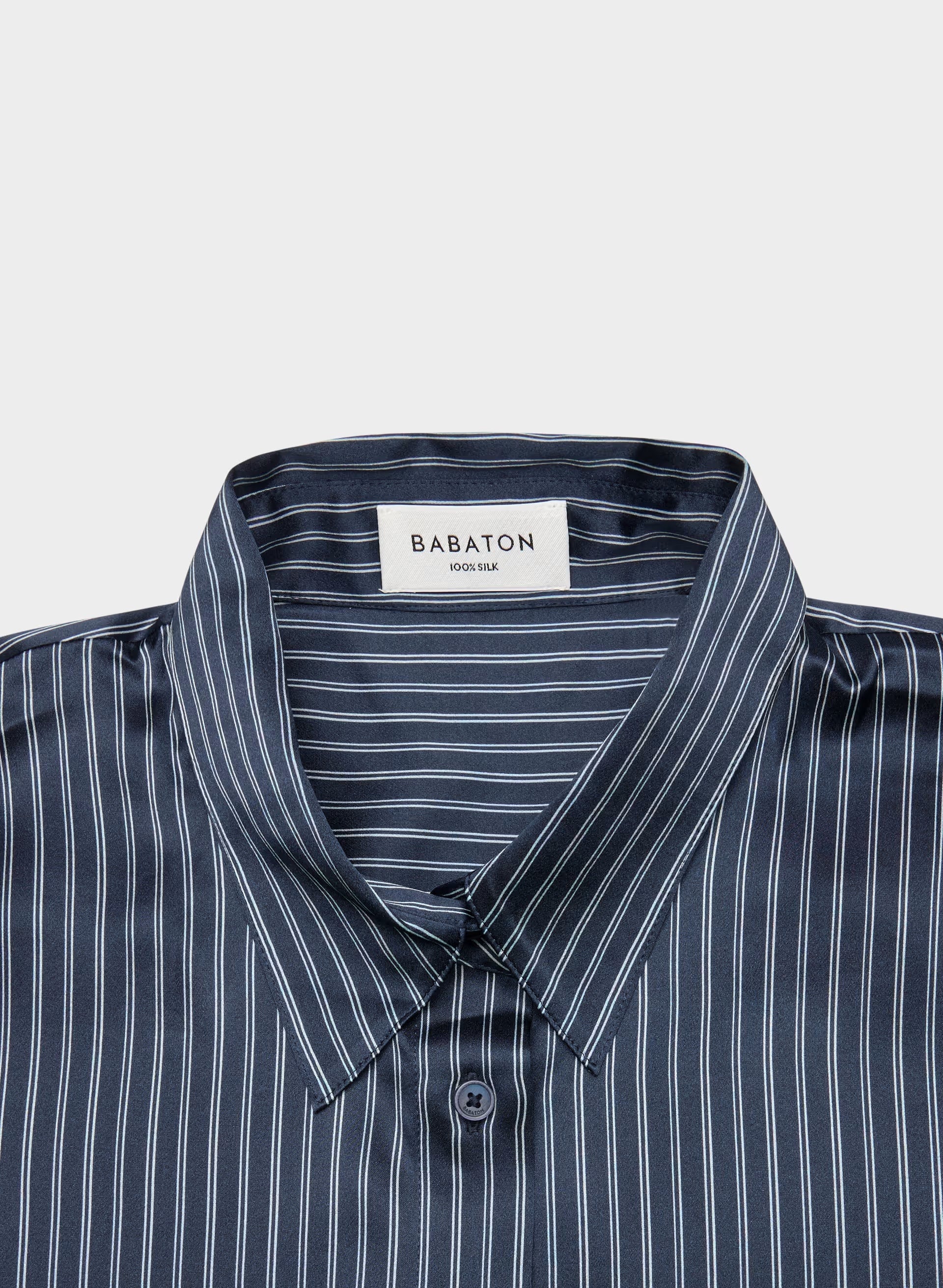 Forecast Silk Shirt - ADMRL NVY/ SSD CRM