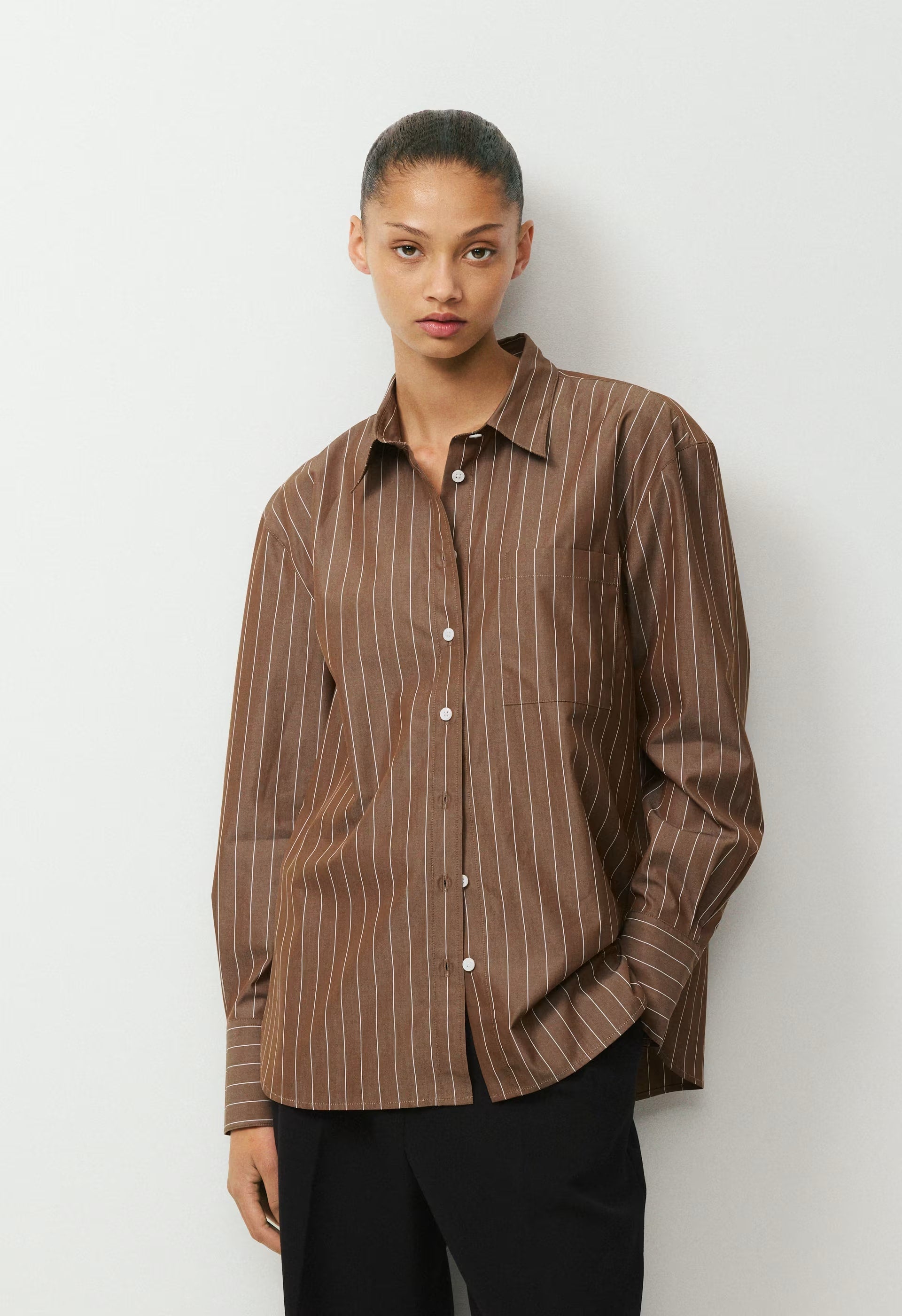 Landmark Poplin Shirt - CHOCO BRWN/BT WHITE
