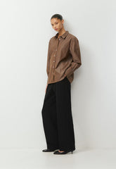 Landmark Poplin Shirt - CHOCO BRWN/BT WHITE