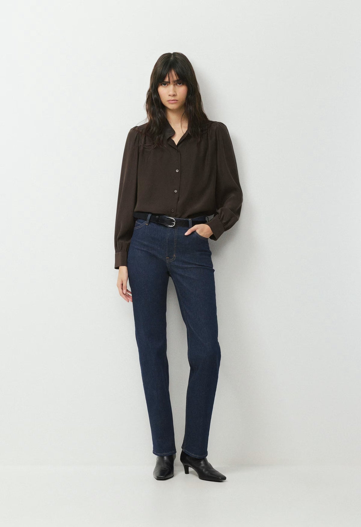 Delphine Silk Blouse - CACAO NIB BROWN