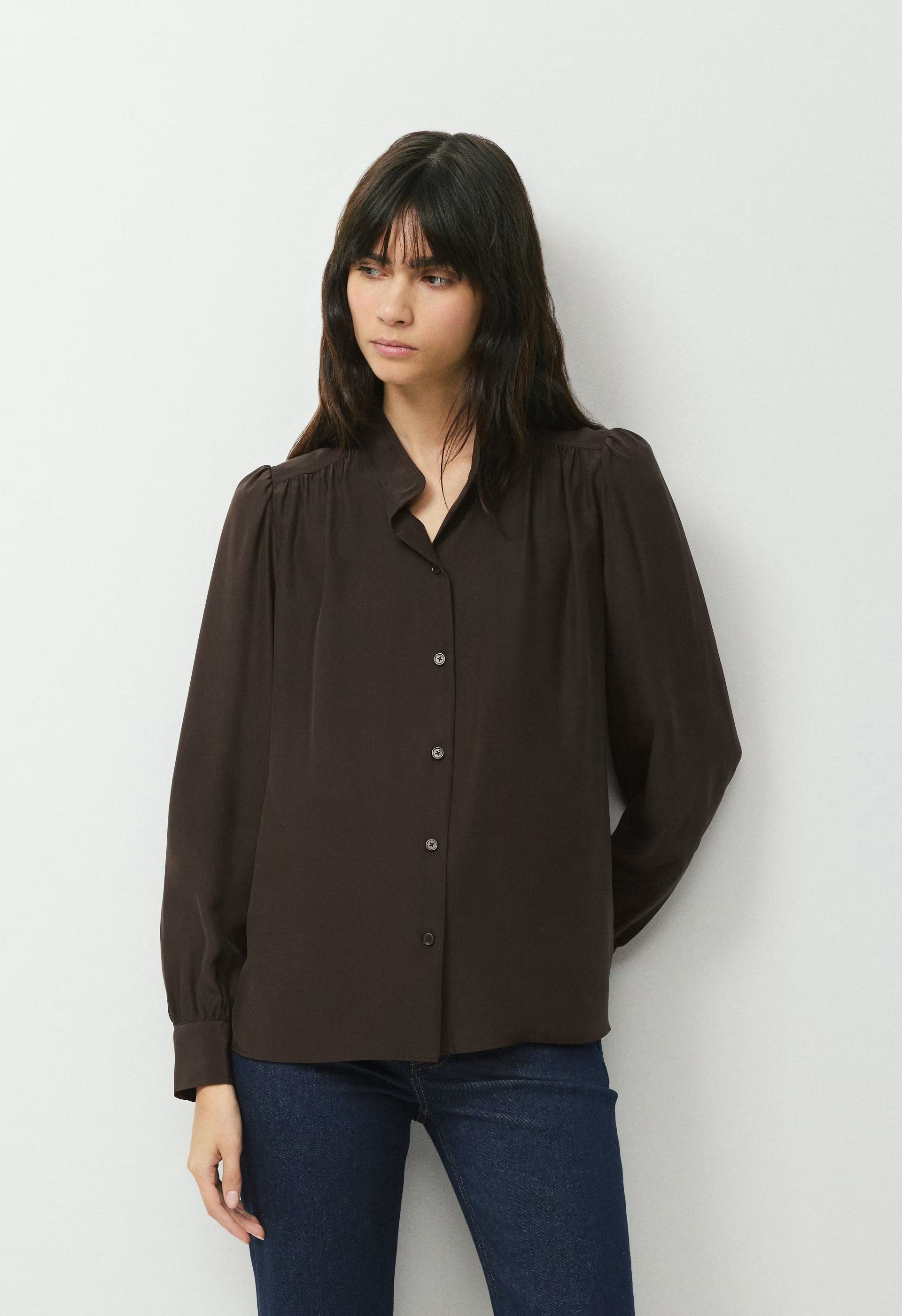 Delphine Silk Blouse - CACAO NIB BROWN