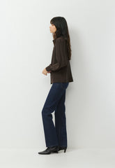 Delphine Silk Blouse - CACAO NIB BROWN